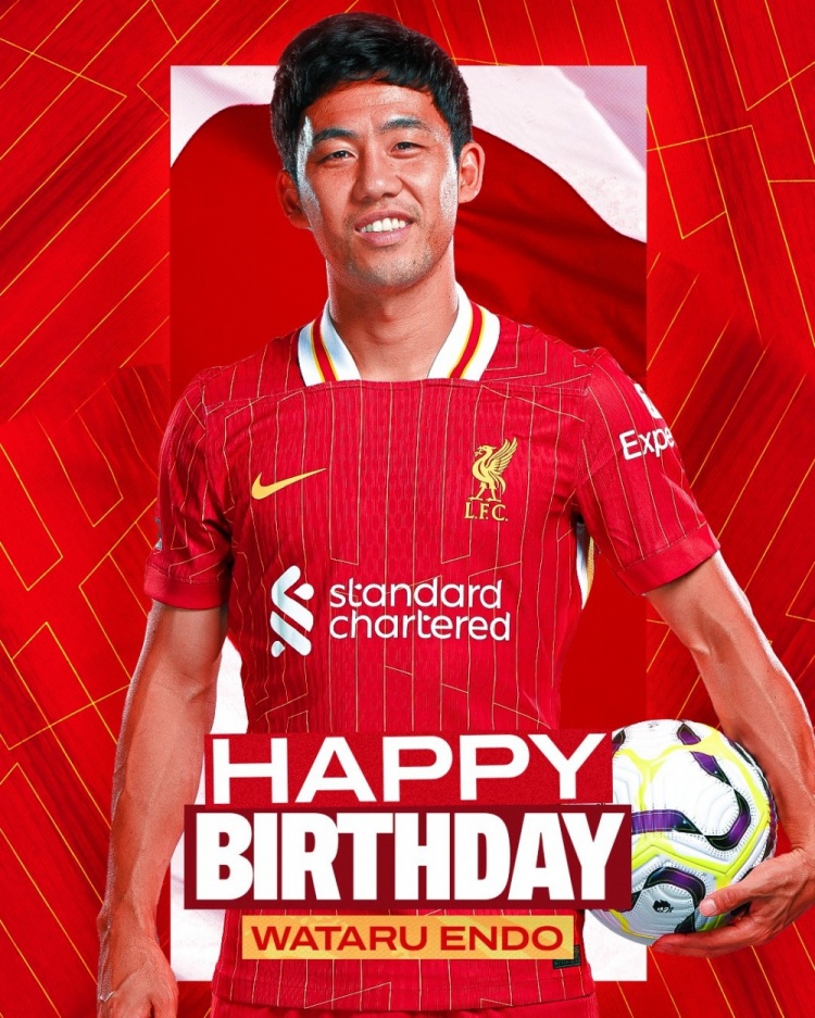  利物浦祝遠藤航32歲生日快樂，球員加盟紅軍至今出戰(zhàn)62場比賽