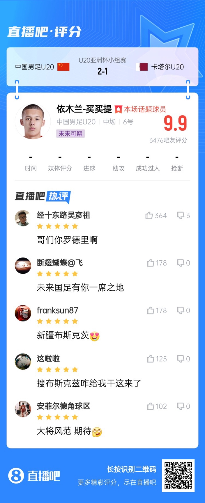  依木蘭+陳澤仕泰山中場連線！19歲依木蘭獲封：新疆布斯克茨！