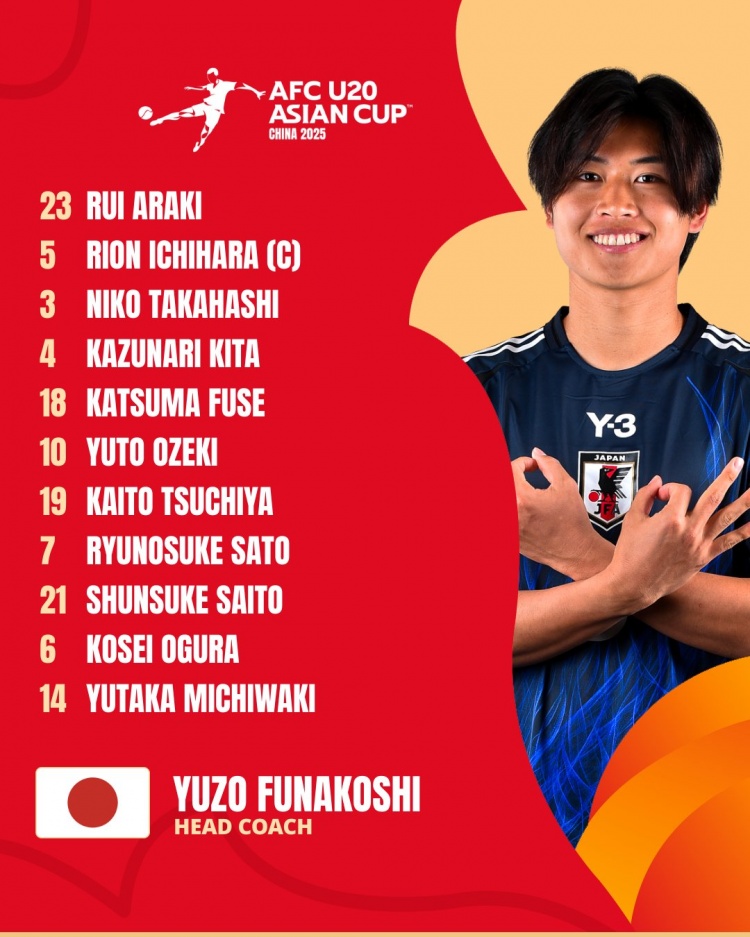  日本U20vs敘利亞U20首發(fā):高橋仁胡、佐藤龍之介出戰(zhàn) 高岡伶颯替補