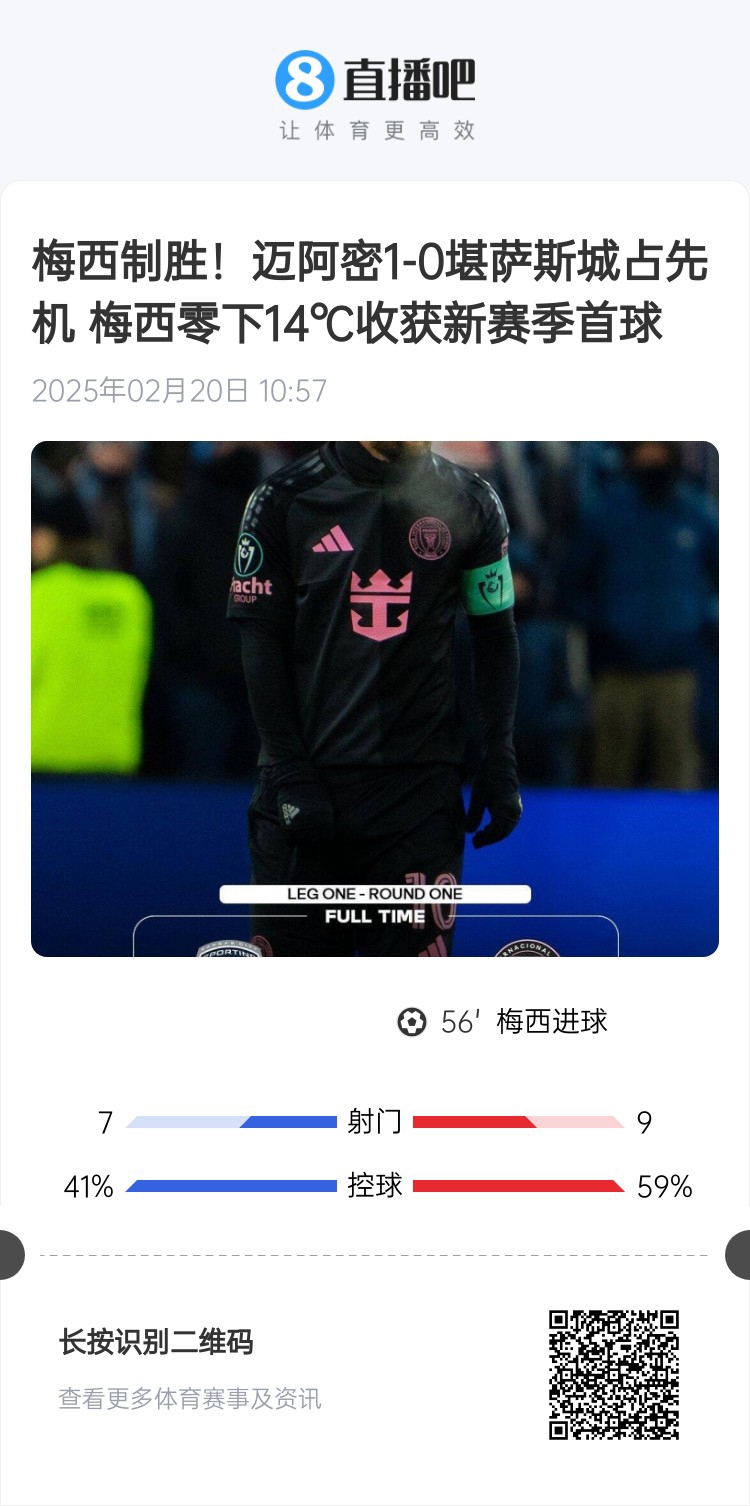  冰火兩重！梅西上一場-14℃進球，本場美職聯(lián)21°C