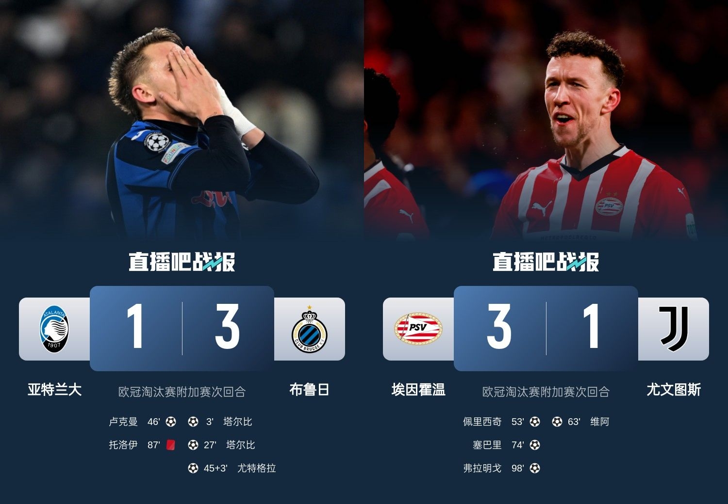  真是意甲拉垮？PSV淘汰尤文后3連敗，布魯日爆冷真藍(lán)黑后1勝難求