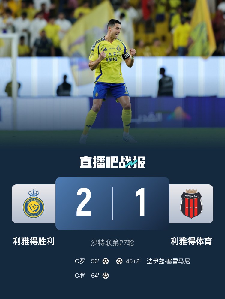  利雅得勝利達成沙特職業(yè)聯(lián)賽900球里程碑，僅少于新月